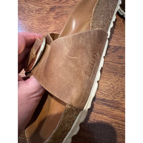 Birkenstock Madrid Big Buckle Leather Slides Brown Size 38 (7-7.5) Classic Style - Picture 9 of 10